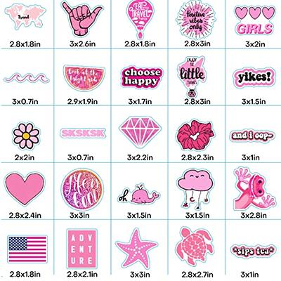 100pcs Preppy Stickers Pink Cute Vinyl Aesthetic Water Bottle Stickers  Waterproof 100 Sticker Pack for Laptop Water Bottles Computer Phone  Stickers for Kids Teen Girls Stocking Stuffer Gift - Yahoo Shopping