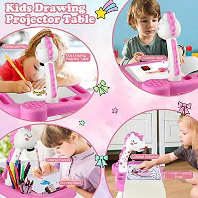 Kids Mini Led Projector Art Drawing Table Light Toy Painting Board