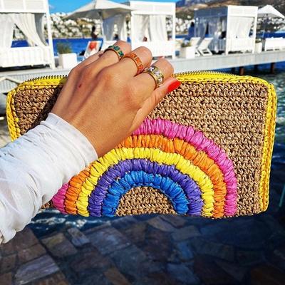 Straw Clutch Purse Summer Raffia Pouch Bag Wedding Straw 