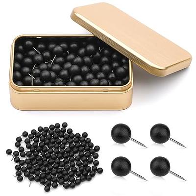 Thumb Tacks, Push Pins Decorative for Cork Board, Cute Push Pins, Wooden  Thumb Tacks for Wall Hangings, Bulletin Boards, Maps, Photos, and Home  Office Craft with Storage Box (Black Ball Head) 