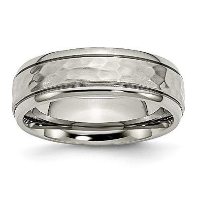 The Apollo | 7mm & 8mm Men's Hammered White Gold Wedding Band | Rustic and Main