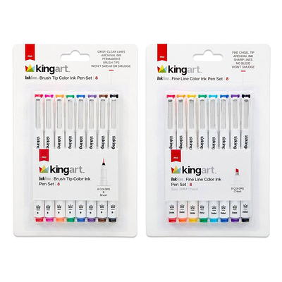 KINGART Inkline Fine Line Art & Graphic Pens, Archival Black Japanese Ink,  Set of 10 Assorted Nibs