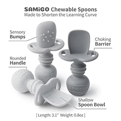 SAMiGO Silicone Baby Utensils - Self Feeding Spoons and Tiny Training Cup -  First Stage Baby Led Weaning Supplies for 6 Months+ Infants - Set of 4 -  Yahoo Shopping