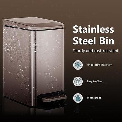 Nunsino Small Bathroom Trash Can with Lid Soft Close, 1.6 Gallon Stainless  Steel Garbage Can with Pedal, Small Trash Bin for Bathroom, Kitchen, Home  Office, Champagne - Yahoo Shopping