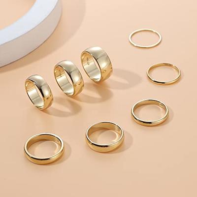 LOYALLOOK 8Pcs 14K Gold Filled Rings Stainless Steel Stacking
