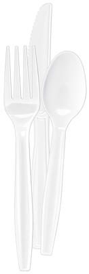 Great Value Everyday Disposable Plastic Cutlery, White, Assorted, 360 Count