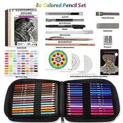 HIFORNY 75 Pack Colored Pencils Set for Adult Coloring,72 Colors Coloring  Pencils with Extras,Artists Soft Core,Vibrant Color,Drawing Pencils Art