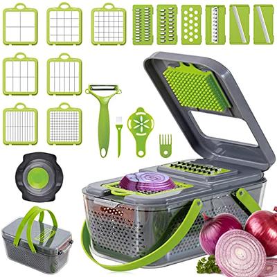 Vegetable Chopper, Onion Chopper, Mandolin Slicer,Pro 10 in 1professional  food Choppermultifunctional Vegetable Chopper and Slicer, Dicing Machine,  AdjustableVegetable Cutter With Container(grey) 