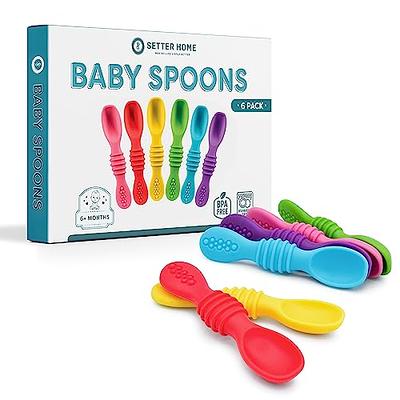 Best First Stage Baby Girls Spoons BPA Free, 4-Pack, Soft Silicone