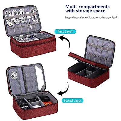 MATEIN Cable Organizer Bag, Waterproof Travel Electronic Storage with  Adjustable Divider, Shockproof Portable Double Layer Tech Bags Carrying  Case for