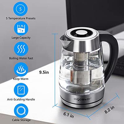 Aigostar Electric Kettle, 1.7 Liter Electric Tea Kettle with LED