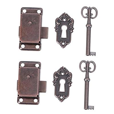 DGBRSM 2pcs Antique Hook Hasp Latch Black Padlock Hasp Hook Lock