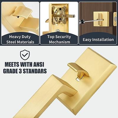 Gaurqiah Entry Door Lock with Keys,Heavy Duty Door Lever, Round Door Handle  for Exterior/Interior Doors, Reversible Door Lever for Bedroom or Office-Satin  Brass Finish - Yahoo Shopping