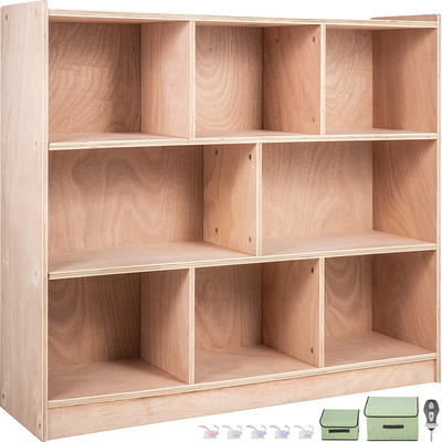 MallBest 4-Tier Kids' Toy Storage Organizer Shelf - 100% Solid Wood,Children's Storage Cabinet with 9 Plastic Bins and 1