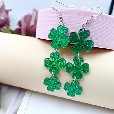 4-leaf clover shamrock earrings St Patricks Day earrings dangle jewelry  green