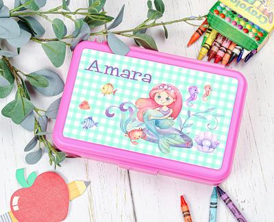 Kids Snack Container Personalized, School Supply Box, With Name