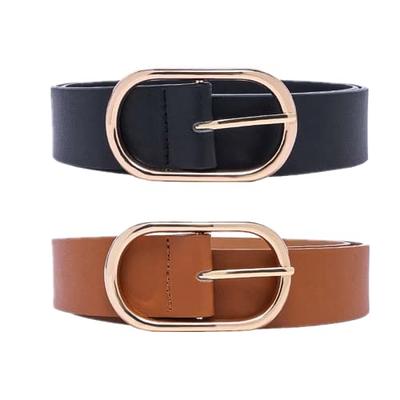 WHIPPY Women Leather Belt Fashion Designer belt Gold Buckle Ladies Belt for  Jeans Pants Dresses Black S at  Women's Clothing store