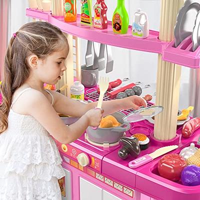 INFANS Kid Kitchen Playset, Pretend Wooden Toddler Kitchen Toy Set, Children Pretend Cooking Set with Accessories