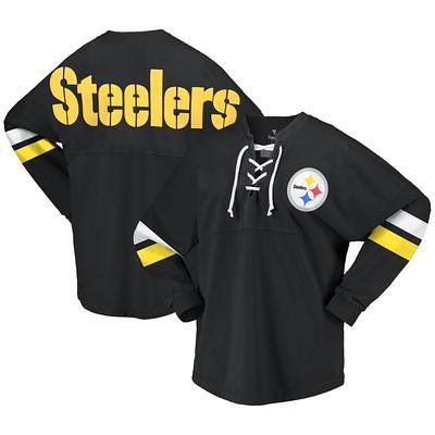 Steelers Women's New Era Lace Up Hoodie Long Sleeve T-Shirt - S