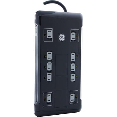 GE UltraPro 10-Outlet 2-USB Charging 6 ft. Surge Protector, Black