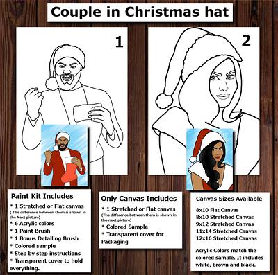 Mr & Mrs Claus/Pre-Drawn/Outline/Sketched Canvas, Teen/Adult