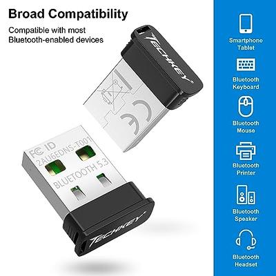 USB Bluetooth Adapter for PC Receiver - Techkey Mini Bluetooth 5.0 EDR  Dongle transmitter for Computer Desktop Transfer for Laptop Bluetooth  Headset