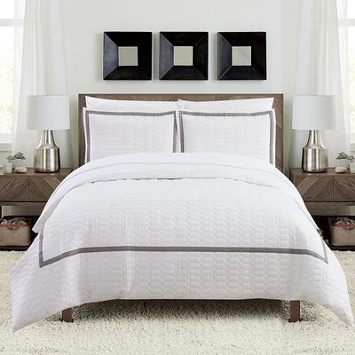 Echelon Home Three Line Hotel Collection 3-piece Duvet Cover Set - On Sale  - Bed Bath & Beyond - 9965408