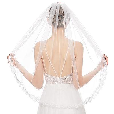 Luckyvestir Wedding Veils for Brides Fingertip Bridal Shower Veil 1 Tier  White Veil 39.4in/98cm - Yahoo Shopping