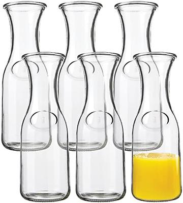 Glass Carafe with Lids | 34 oz. Water Decanter, Juice Pitcher | Ideal for  Wine, Milk, Juice & Mimosa Bar, [Set of 3]