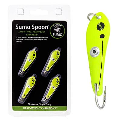 Sumo Spoon – Catfishing Bait Spoon for Skipjack, White Bass, Striped Bass  and Other Baitfish, 1 5/8 (1 5/8, 1-Prong, Chartreuse) - Yahoo Shopping