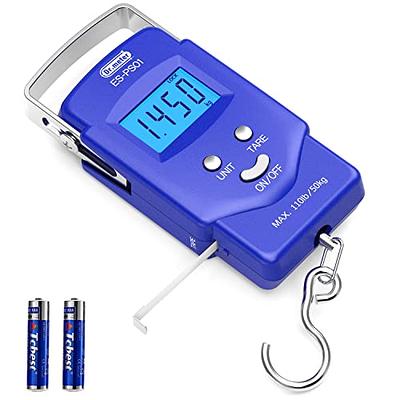 Dr.meter Fish scale, Backlit LCD Display 110lb/50kg PS01 Fishing Scale with Measuring  Tape, Electronic Balance Digital Fishing Postal Hanging Hook Scale with 2  AAA Batteries-Fishing Gifts for Men,Blue - Yahoo Shopping