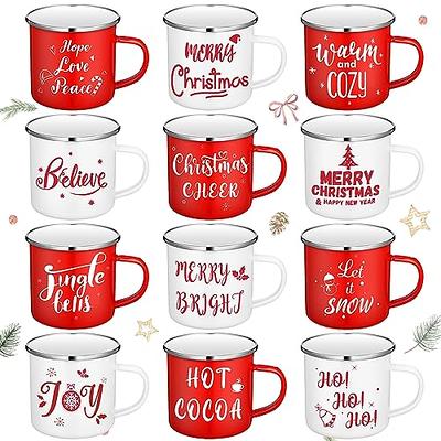 Christmas Cups - 16Oz Xmas Red Decor Gift Mug with Lid and Straw Holiday  Tumbler