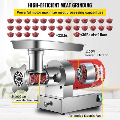 VEVOR 110V Commercial Food Processor 15L Stainless Steel Grain Grinder  1400W Electric Food Grinder Cutter Mixer Perfect for Meat or Vegetable  Stuffing, Fruit or Peanut Jam, Grain Powder