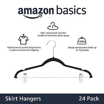 Simplify 60 Pack Velvet Skirt Hangers with Clips in Grey 