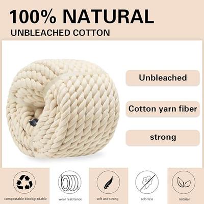 Strong Cotton Rope 3/4 inch x 25 feet Twisted Natural Cotton Cord