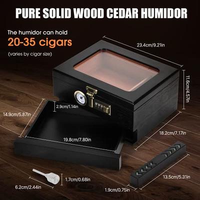 Cigar Humidor, Jansfuren Glass Top Cedar Cigar Box with Front Digital  Hygrometer, Humidifier Gel & Divider, Desktop Humidor Case Hold 25-50 Cigars  - Yahoo Shopping
