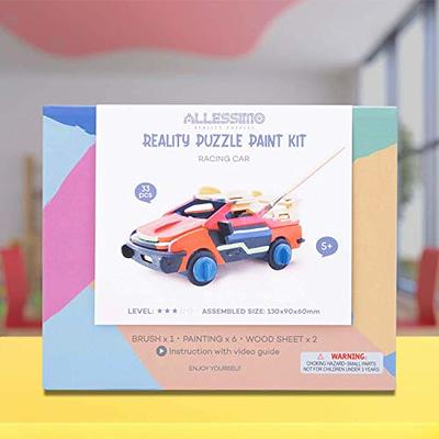 Allessimo - Create + Paint 3D Paint Puzzle - Reality Wooden Racing Car  Model Kit + Paint 