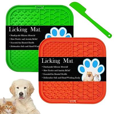 Dog Licking Mat, 2 Pcs Large Licking Mat for Dogs with Suction for Anxiety, Peanut  Butter Dog Licking Mat Slow Feeder Dispensing Treater Lick Pad with Scraper  