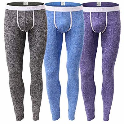 Mens Bulge Pouch Long Johns Leggings Thermal Bottoms Stretchy Underwear  Casual 