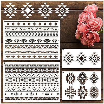 Tribal Geometric Stencils for Painting on Wood Furniture Wall