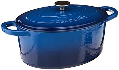 Crock Pot Artisan Enameled Cast Iron Braiser W Lid 5 Quart Aqua, Blue
