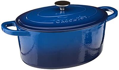 Crock-Pot Artisan 7 Quart Enameled Cast Iron Oval Dutch Oven in Teal Ombre