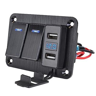 Digital Voltmeter 4 Gang Toggle Rocker Switch Waterproof 12V/24V Dual USB  Port For Car Marine