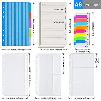 A6 Refill Paper, Planner Inserts for A6 Binder Budget Planner Journals  Notebook, 6 Ring Loose Leaf Lined Paper with Binder Dividers, 240 Pages  (A6