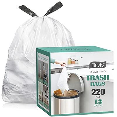 1.3 Gallon 220pcs Strong Drawstring Trash Bags Garbage Bags by Teivio, Bathroom  Trash Can Bin Liners, Small Plastic Bags for Home Office Kitchen, White -  Yahoo Shopping