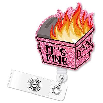 ERHACHAIJIA It's Fine Retractable Pink Glitter Badge Reel with