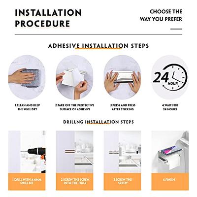 ASTOFLI Toilet Paper Holder with Shelf, Self-Adhesive&Wall Mount