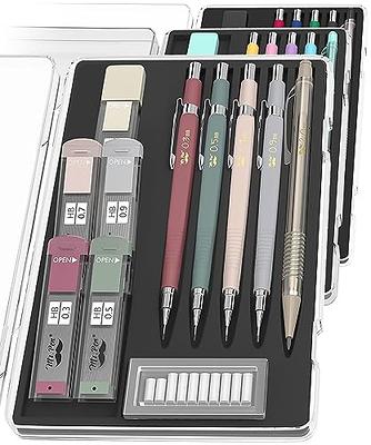 Nicpro 5 PCS Metal Mechanical Pencil Set in Case, Artist Drafting Pencils  0.3, 0