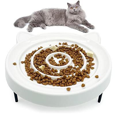 Maitys 2 Pcs cat Slow Feeder Bowl Pet Feeder Wet Food Slow Feed Raised Dish  Healthy