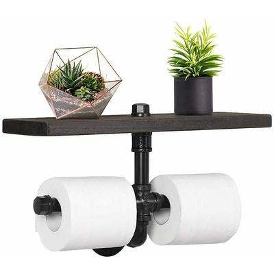 Toilet Paper Stand With Extra Storage, Industrial Toilet Paper Holder, 3  Rolls Free Standing Holder, Espresso Wood Bathroom Storage, Gifts 